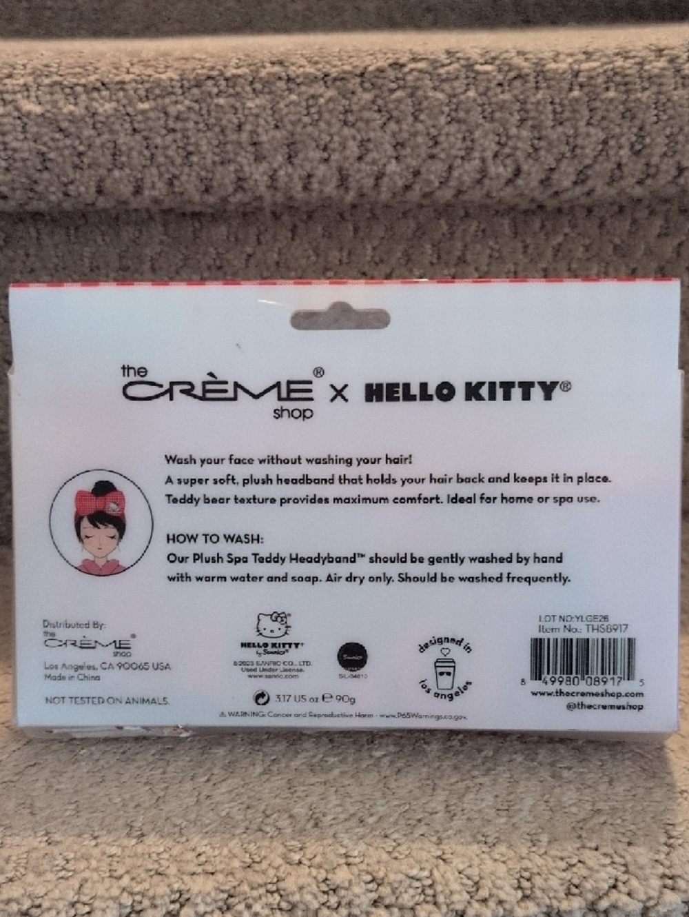 Hello Kitty Sanrio Red & White Gingham Bow Hair Plush Spa Headband NWT - Picture 5 of 6